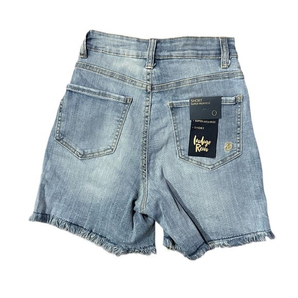 Indigo Rein Short Super High Rise Jean Shorts Denim Sz 0 Medium Wash NEW NWT - Picture 4 of 4